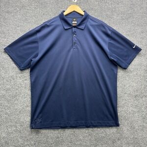 Nike Golf Dri-FIT UV Polo Shirt Mens XL Navy Blue Short Sleeve Golf Athletic